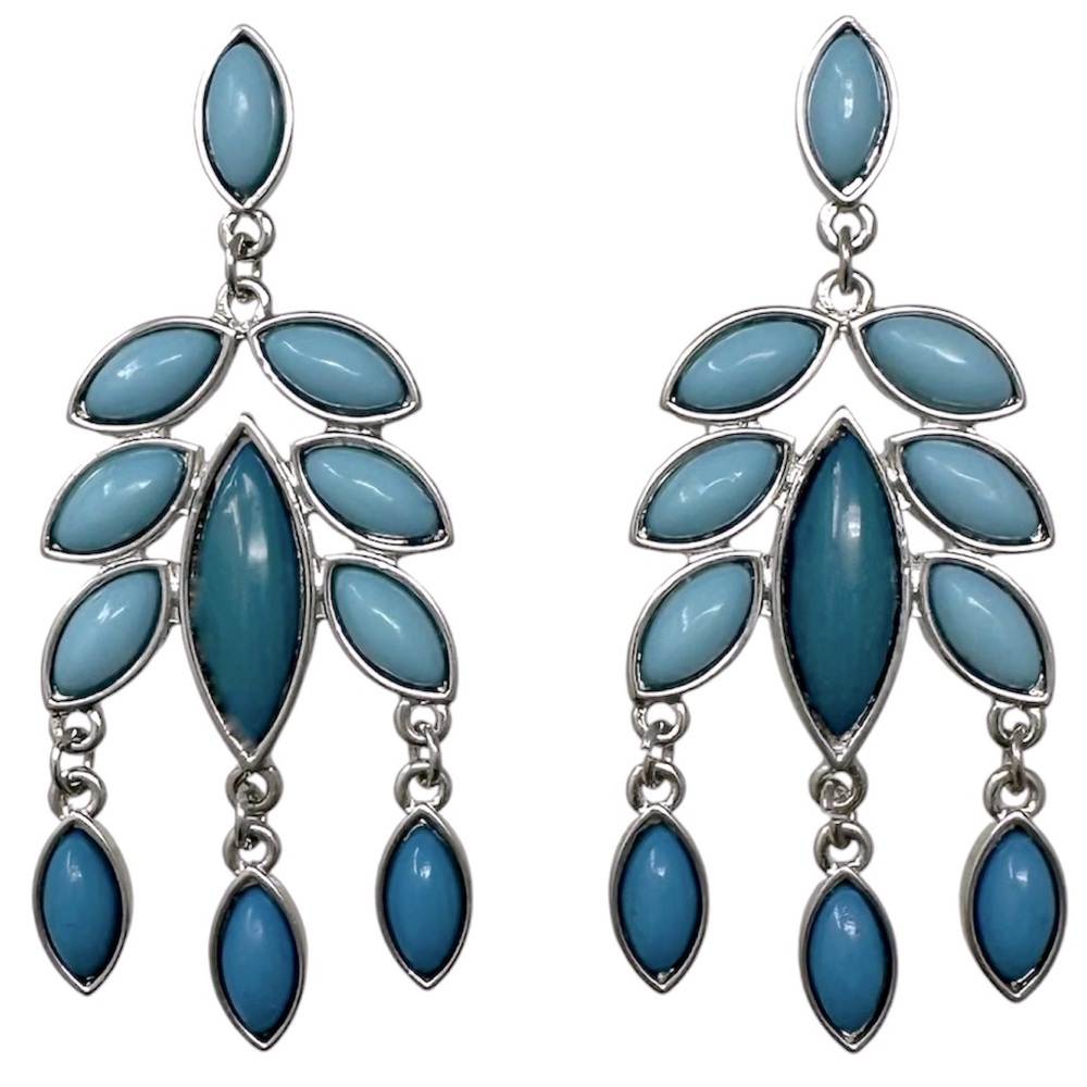 Blue Tones Chandelier Statement Post Drop Earrings